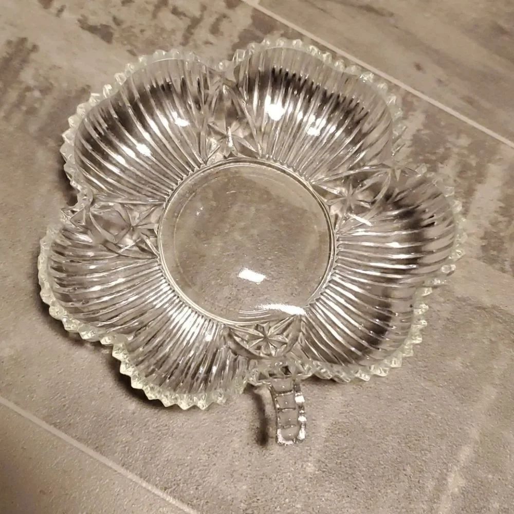 Vintage Clear Small Flower Glass Dish